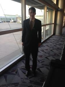 Elder Seymour at Vegas Airport getting visa